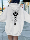 Women's Hoodie Mystical Crescent Moon Surrounded By Stars And Hanging Celestial Ornaments Moon