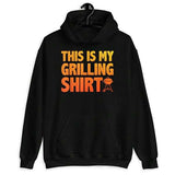 Men's Hoodie This Is My Grilling Shirt Bold Yellow Orange Letters And Barbecue Grill Shirt