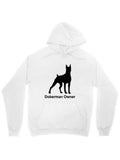 Men's Hoodie Doberman Owner Minimal Silhouette Under Clean White Background Dog