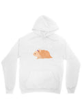 Men's Hoodie Fluffy Fur Guinea Pig With Delicate Pink Bow On White Hoodie