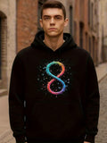 Men's Hoodie Splashes Of Vivid Rainbow Paint Forming Abstract Number Eight