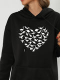 Women's Hoodie Heart Shaped Silhouette Cluster With Varied Prehistoric Creatures Dinosaur