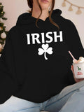 Women's Hoodie Irish Bold Letters With Lucky Shamrock Under Irish Text