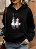 Women's Hoodie Sparkling Winter Night With Red Hats And Snow Reflections Snowman