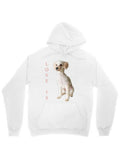 Men's Hoodie Love Is Playful Puppy Sitting With Soft White Fur