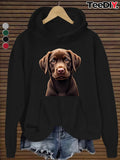 Women's Hoodie Charming Brown Puppy With Lifelike Fur Sitting Calm Dog