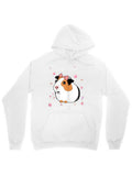 Men's Hoodie Cute Guinea Pig With Pink Bows And Scattered Blossoms Surrounded By Hearts Guinea Pig