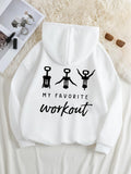 Women's Hoodie My Favorite Workout With Simple Fun Black Line Figures Workout