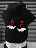 Men's Hoodie Red Numbers With Hands Illustrating A Couple Of Distinct Gestures