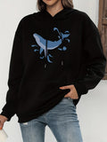 Women's Hoodie Breaking Blue Waves With Splashes And Leaping Whale