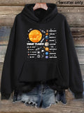 Women's Hoodie Solar System Illustration With Orbits And Vibrant Space Planets