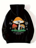 Women's Hoodie Keep A Positive Attitude Daisies And Butterflies Among Colorful Mushrooms