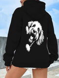 Women's Hoodie Playful Shaggy Dog Smiling Among Fluffy Clouds Hoodie
