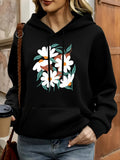 Women's Hoodie Colorful Petals And Green Leaves Surrounding Playful Daisy Flower