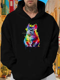 Men's Hoodie Vivid Color Splash With Abstract Artistic Pattern Chinchilla