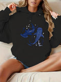 Women's Hoodie Swimming Through Starry Night With Gentle Blue Whale Shark