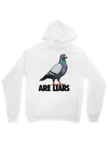 Men's Hoodie Are Liars Cartoon Pigeon Standing Calmly Among Urban Shadows Pigeon