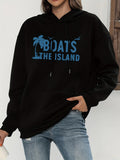 Women's Hoodie Boats The Island With Palm Trees And Flying Birds Hoodie