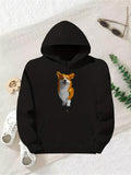 Women's Hoodie Playful Brown Corgi With Alert Ears Among Soft Shadows Hoodie Dog
