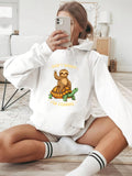 Women's Hoodie Slow But Steady Wins The Race Sloth Riding On Turtle