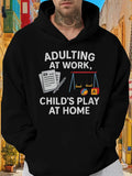 Men's Hoodie Adulting At Work Childs Play At Home Playful Papers And Swingset Design Hoodie