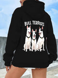 Women's Hoodie Bull Terriers Three Friendly Dogs Sitting Together Bull Terrier