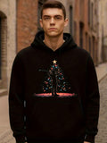 Men's Hoodie Charming Night Scene With Lights Shining Around Christmas Tree