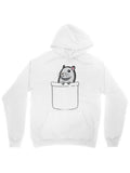 Men's Hoodie Playful Hamster Peeking From Cartoon Pocket On Cozy White Hoodie