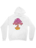 Men's Hoodie Blooming Pink Flowers With Wooden Pot Under Soft Light Bonsai Tree