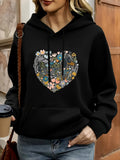 Women's Hoodie Blooming Garden Of Colorful Wildflowers In Heart Shape