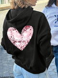 Women's Hoodie Splattered Pink Artistic Heart Back Hoodie