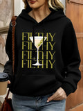 Women's Hoodie Filthy Repeated Letters Overlapping With Martini Glass