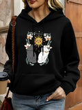 Women's Hoodie Celestial Sun Surrounded By Flowers With Yin Yang Cats