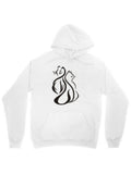 Men's Hoodie Abstract Flowing Lines With Mystical Twin Cat Silhouette Under Gentle White Light Cat
