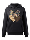 Women's Hoodie Animal Print Mixed Patterns Overlapping Artistic Heart