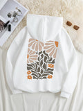 Women's Hoodie Beige And Orange Flowers With Flowing Stems And Bold Leaves Flower