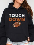 Women's Hoodie Touch Down Rustic Vintage Brown Leather With Classic Football