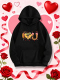 Women's Hoodie I Love You With Fruits And Hearts Surrounded By Sweet Cartoon Symbols