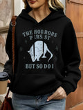 Women's Hoodie The Horrors Persist But So Do I Under Moonlight With Wolf Howling Night Landscape