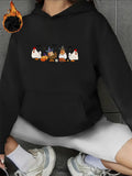 Women's Hoodie Cute Halloween Pumpkins And Chickens Dancing Under Moonlight Chicken