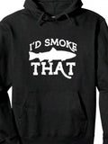 Men's Hoodie Id Smoke That Bold Playful Text With Fish Silhouette Centered Graphic
