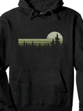 Men's Hoodie Evening Light Behind Pine Trees And Setting Sun