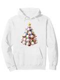 Men's Hoodie Festive Christmas Tree Made From Baseballs With Holiday Lights And Star Tree