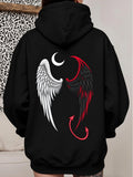 Women's Hoodie Yin Yang With Angel Wings And Devil Tail Art Hoodie