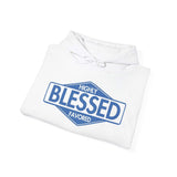 Men's Hoodie Highly Blessed Favored With Blue Framed Typography Hoodie