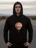 Men's Hoodie Illuminated Evening Path With Reflected Lights Over Hot Air Balloon