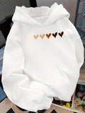 Women's Hoodie Gradient Shades Of Earthy Tones Lined Heart Motif Hoodie