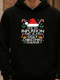 Men's Hoodie Due To Inflation Funny Christmas Candy Canes Santa Hat Reindeer Christmas Sweater