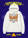 Women's Hoodie Halloween From Home With Orange And White Pumpkin Graphic Hoodie