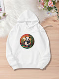 Women's Hoodie Sunset Jungle With Bamboo Foliage And Sitting Giant Panda
